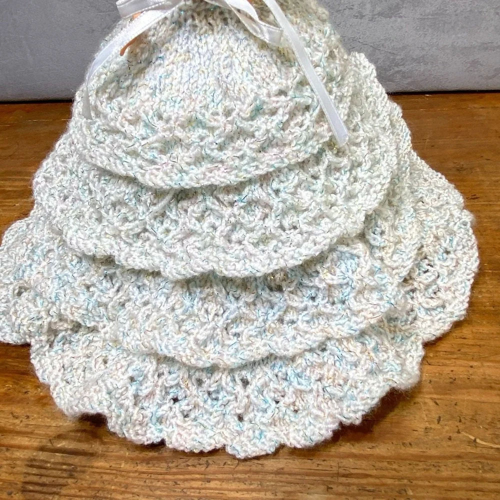 Vintage Barbie OOAK Handmade White Knit Crochet Ballgown Dress Petticoat 11 in